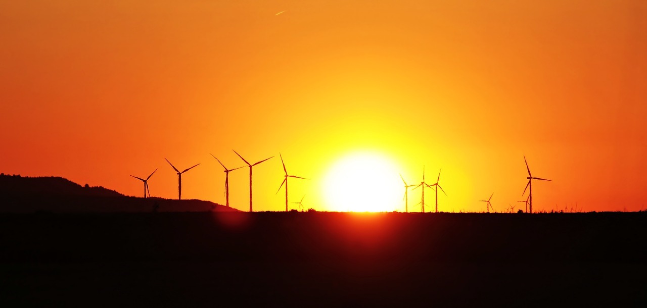 sunset, pinwheels, environmental engineering-3381083.jpg