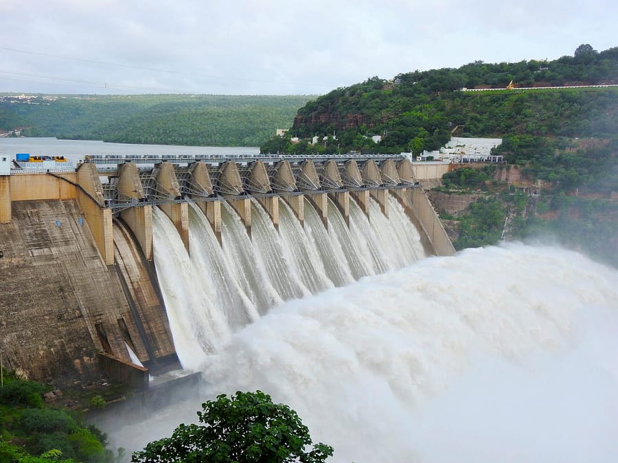 massive water flow on a dam